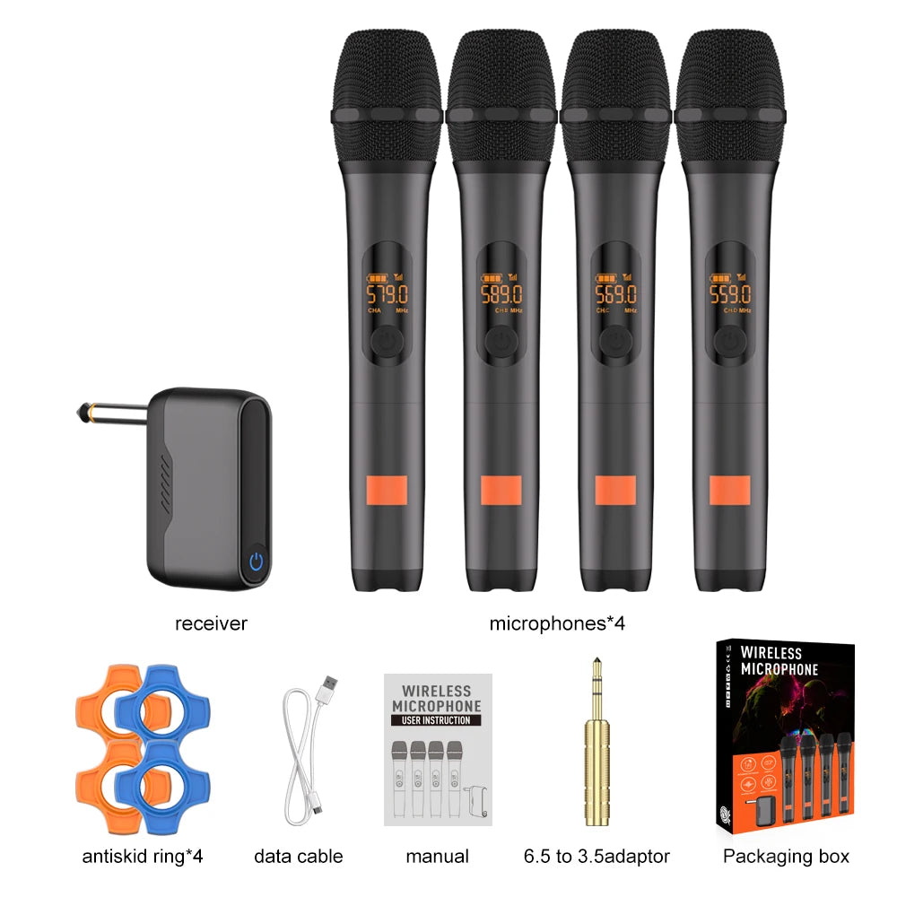 Micrófono inalámbrico M23-4 UHF, micrófono universal de grabación para karaoke con receptor de batería de litio para altavoz de fiesta e iglesia