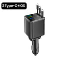 Elough 7 In 1 Car Charger Retractable USB C To ios Cable For iPhone Samsung Car Phone Charger USB Cigarette Lighter QC Adapter