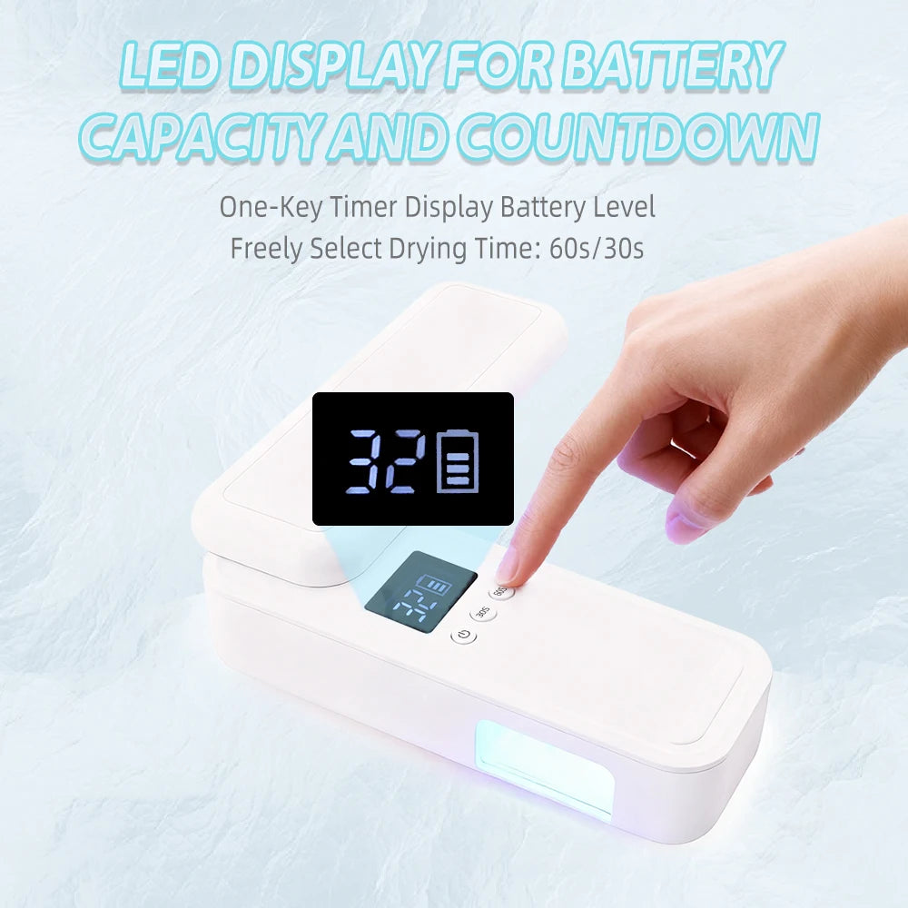 Rechargeable Foldable Gel Nail Polish Curing Light, 48W Wireless UV LED Nail Lamp, Auto On/Off, Timer Setting, Pocket Size Home