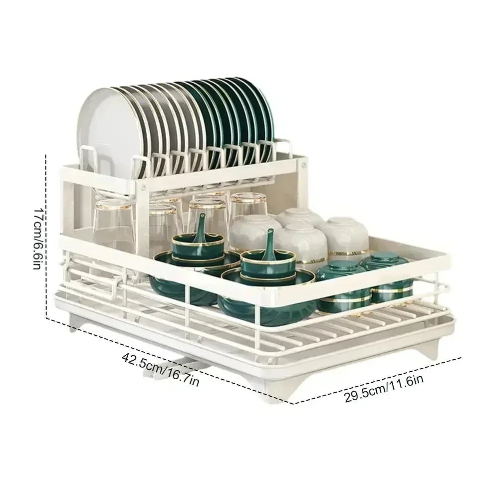 Hot-selling Bowl Rack - Double-layer Dish and Bowl Drainer Adjustable Kitchen Utensil Organizer Space-saving Suitable for Plates