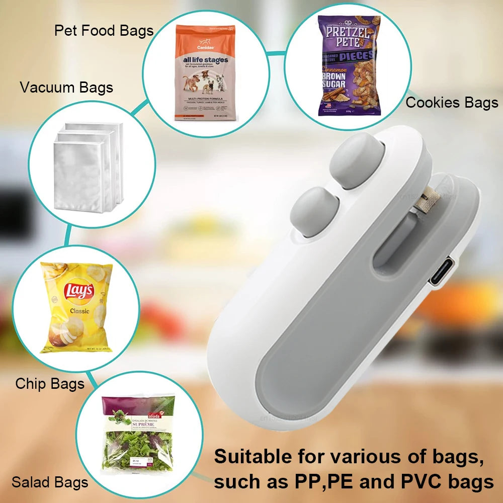 Mini-scelleuse à chaud pour sacs, scelleuse de sachets, sacs en plastique, scelleuse d'aliments, pince-sac, scelleuse portable, scelleuse à chaud pour emballages alimentaires