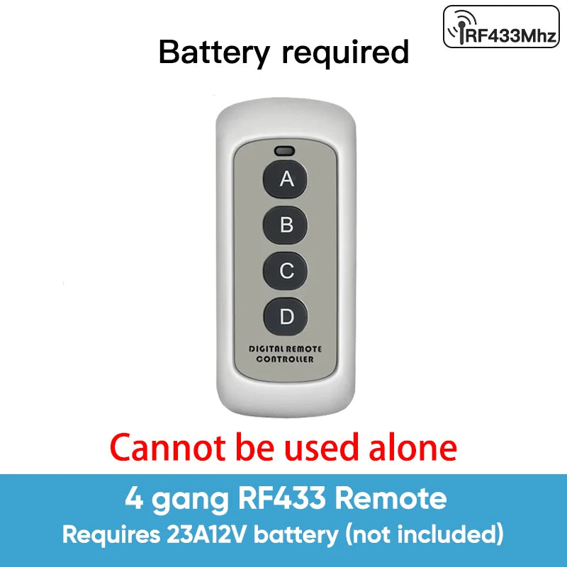 TNCE RF433 Relay Receiver,Wireless Light Switch 433Mhz Mini Remote Control,1/2/3Gang Wall Transmitter Switch, Led Lamp Fan Smart