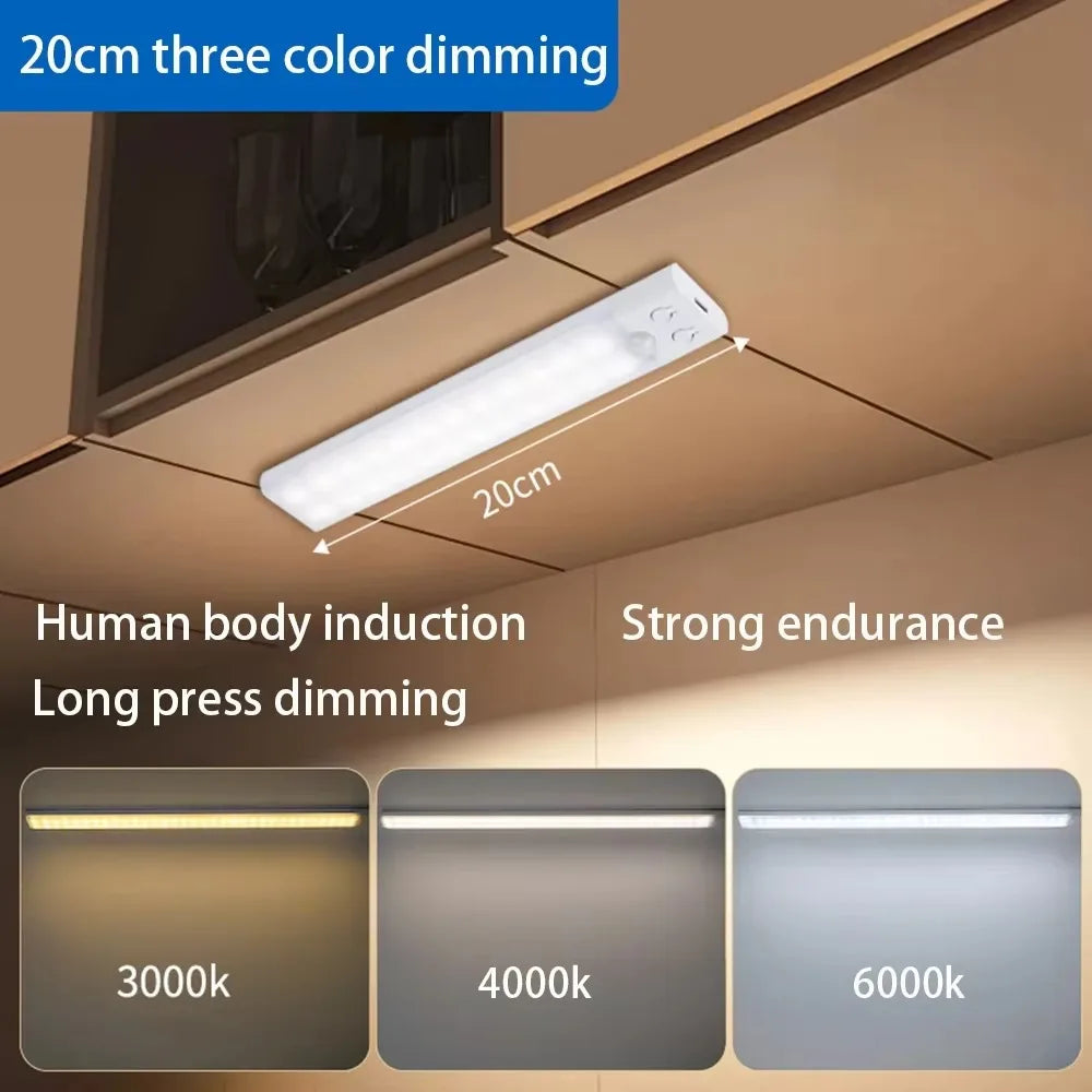 Motion Sensor Night Light USB Rechargeable Wireless Lamp Under Cabinet Led Lights for Kitchen Cabinet Bedroom Wardrobe Lighting