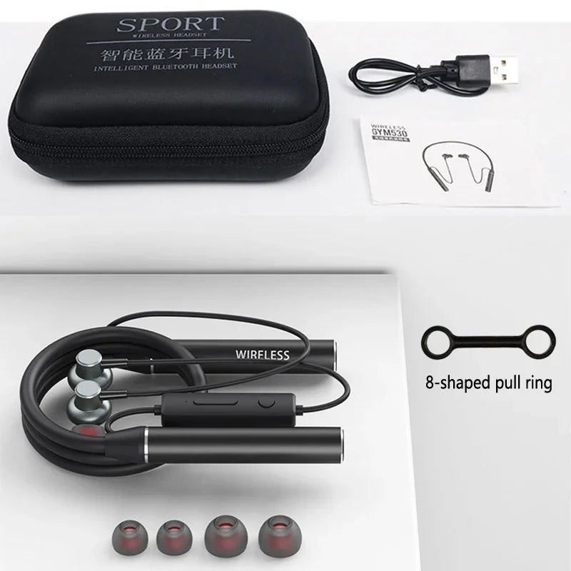 Auriculares inalámbricos con banda para el cuello Bluetooth con micrófono, batería de larga duración, auriculares de alta calidad deportivos para tarjeta TF