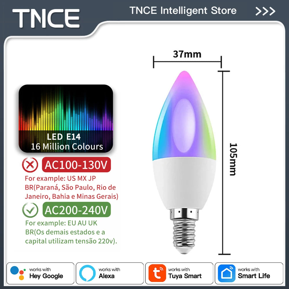 TNCE Tuya gu10 E27 E14 WIFI or Zigbee, Dimmable Light LED lamps 2700-6500k Bulb, Smart Life, Voice With Alexa Google Home alice