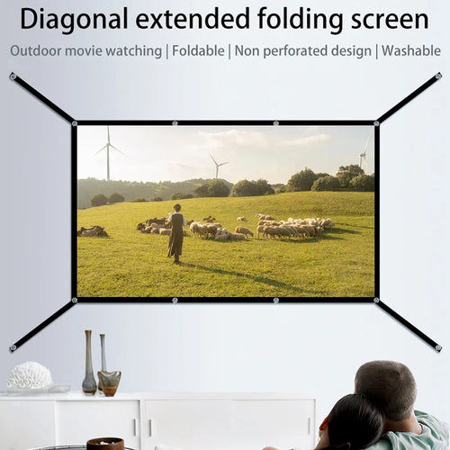16: 9 portable foldable white soft screen, 60-150 inch high-definition wall mounted extended projection screen