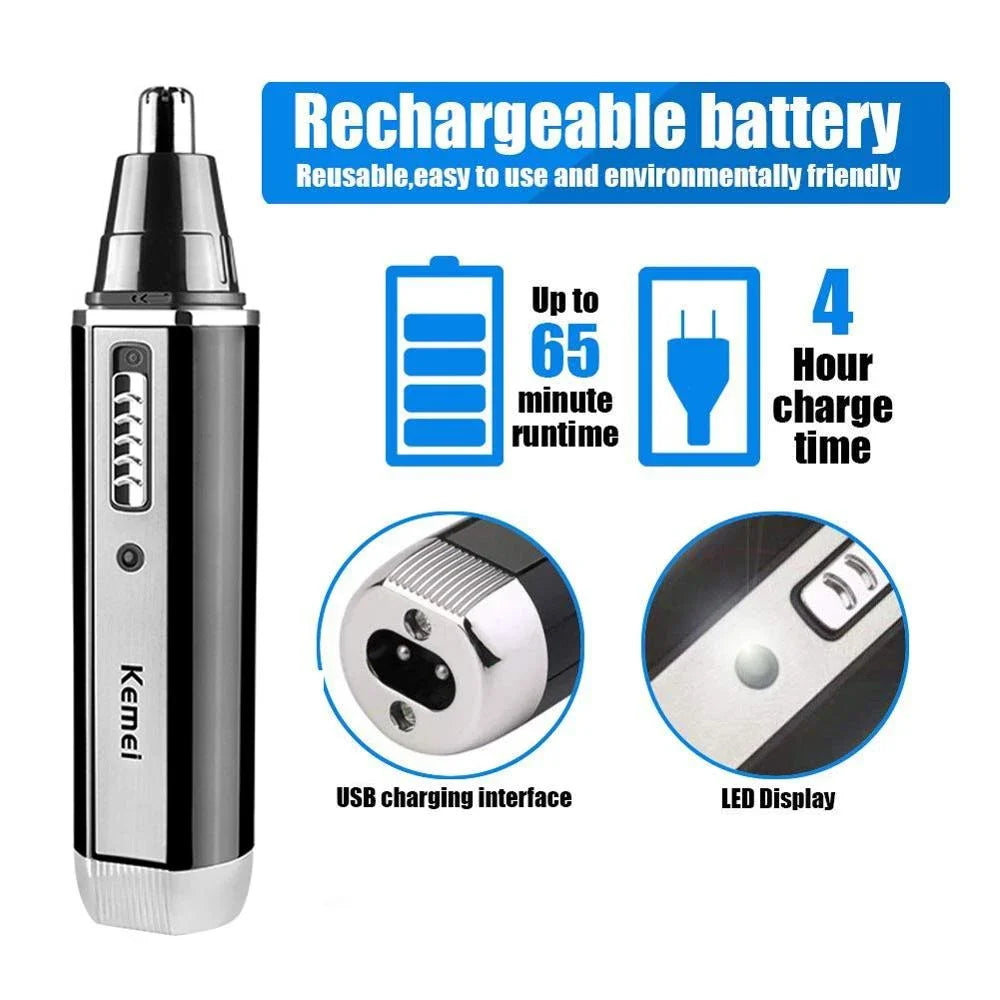 Kemei recortadora 4 en 1 para hombre Recortadora eléctrica para nariz y orejas Recortadora recargable para pelo, barba, nariz y orejas Set de aseo