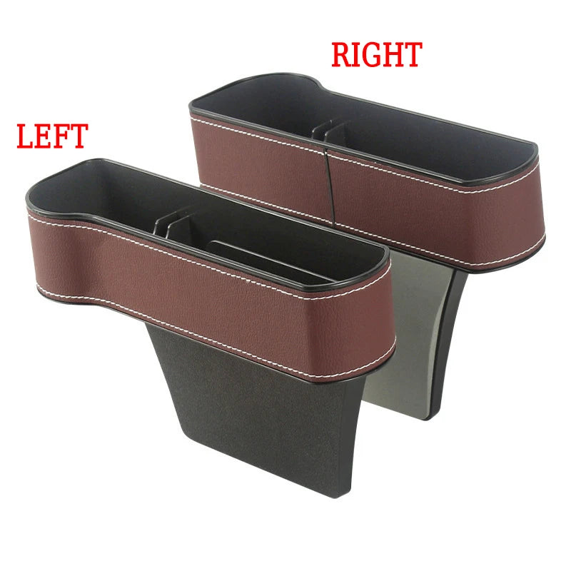 1 unidad de caja de almacenamiento de piel para el espacio del asiento del coche, organizador de llaves de teléfono, relleno de hendiduras del asiento del coche, organizador multifuncional para coche