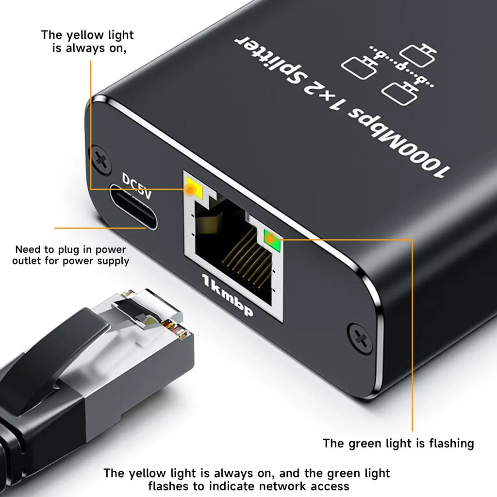 Gigabit 1000Mbps RJ45 Splitter 1 to 2 4 Ethernet Adapter Lan Connector Switch Coupler for PC Laptop TV Box Router Digital TV