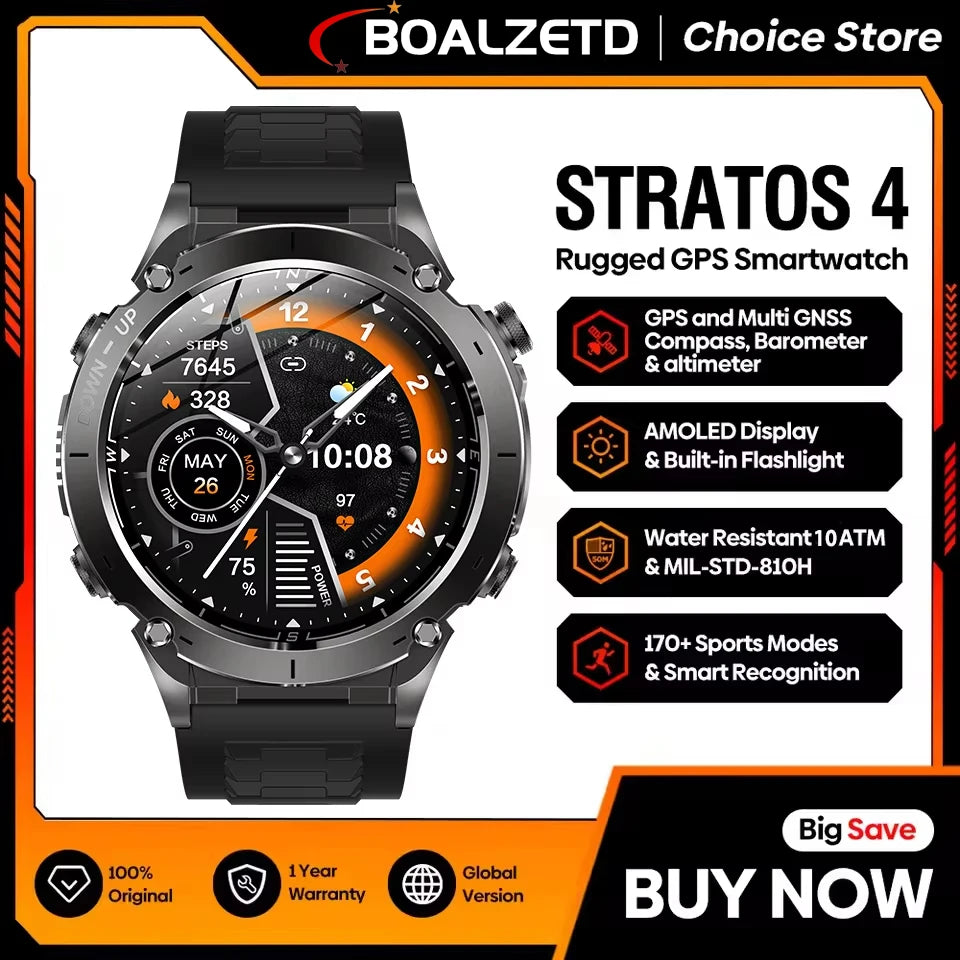 2025 NEW Dual-band GPS Outdoor Swim Sport Smart Watch Men Compass 730mAh Large Battery 10ATM Professional Waterproof Smart Watch