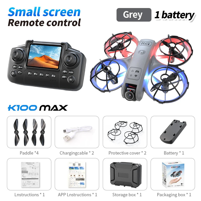 Hot K100 Max Mini RC Drone 4K Professional HD Camera Optical Flow Positioning Colorfuls Dron Foldable RC Quadcopter Toy for Kids