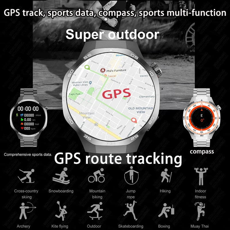 2025 New BOXUXING Watch 5 MAX Smart Watch AMOLED Screen NFC GPS Tracker Bluetooth Call Health Waterproof Smartwatch Men Women