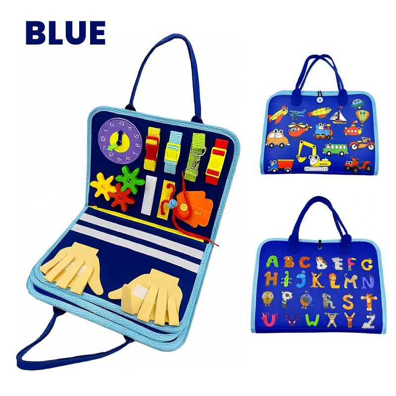 Montessori Busy Board Sensory Toys Educational Travel Activities for Preschool Kids Fine Motor Skills Learning Gift for Toddlers