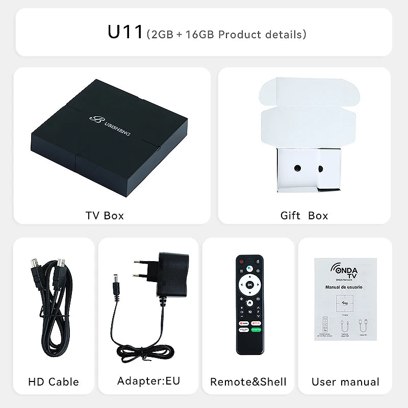 Smart TV Box IPTV 4K Android 13 Bluetooth 5.2 Wifi6 2GB16GB Google TV APP Netflix  Media Player support Spanish,French,Russian