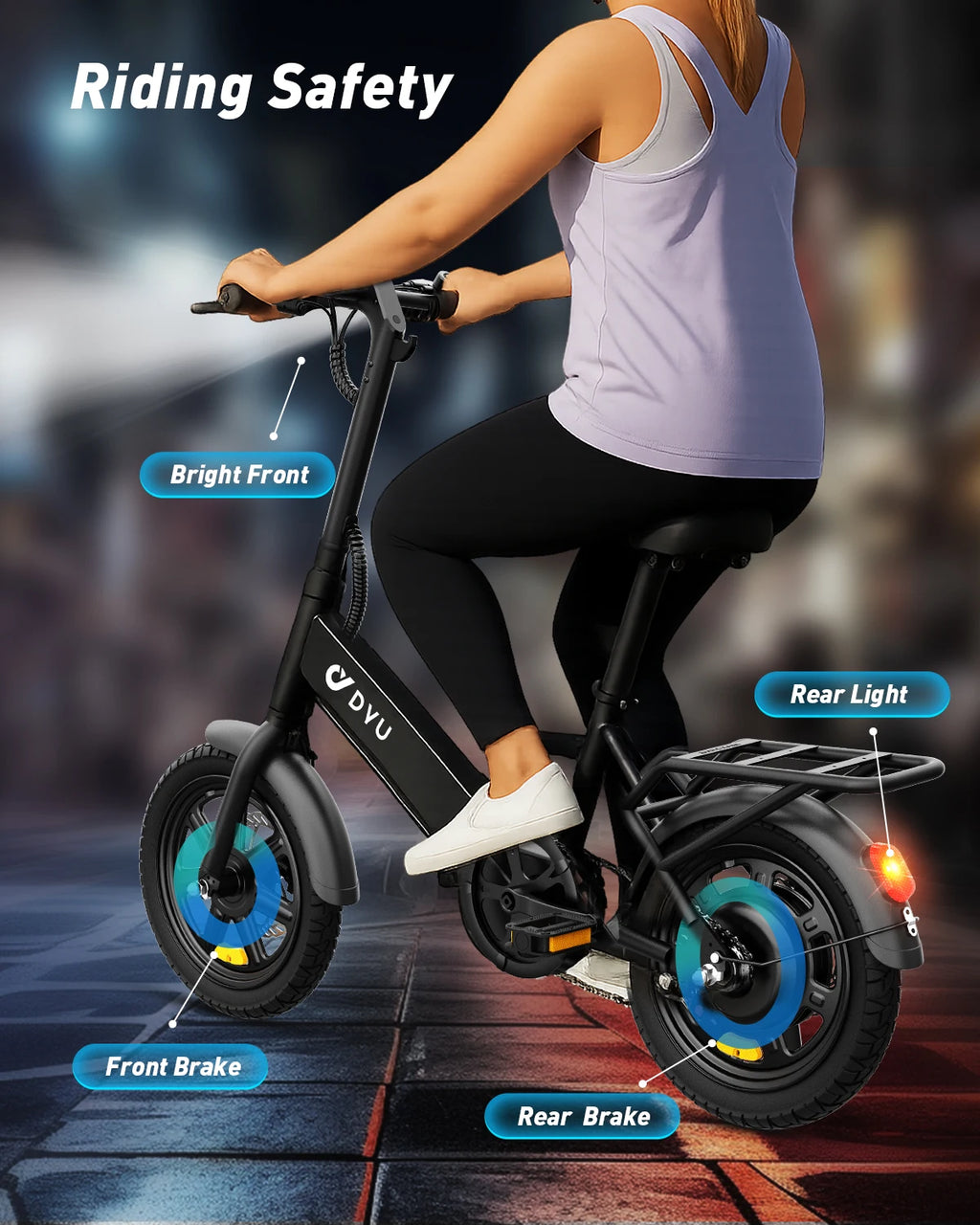 【1 año de garantía】Bicicleta eléctrica plegable DYU C3 de 14 pulgadas, motor de 500W de pico, batería de 280WH, bicicleta eléctrica de 20 mph para ciudad UL2849