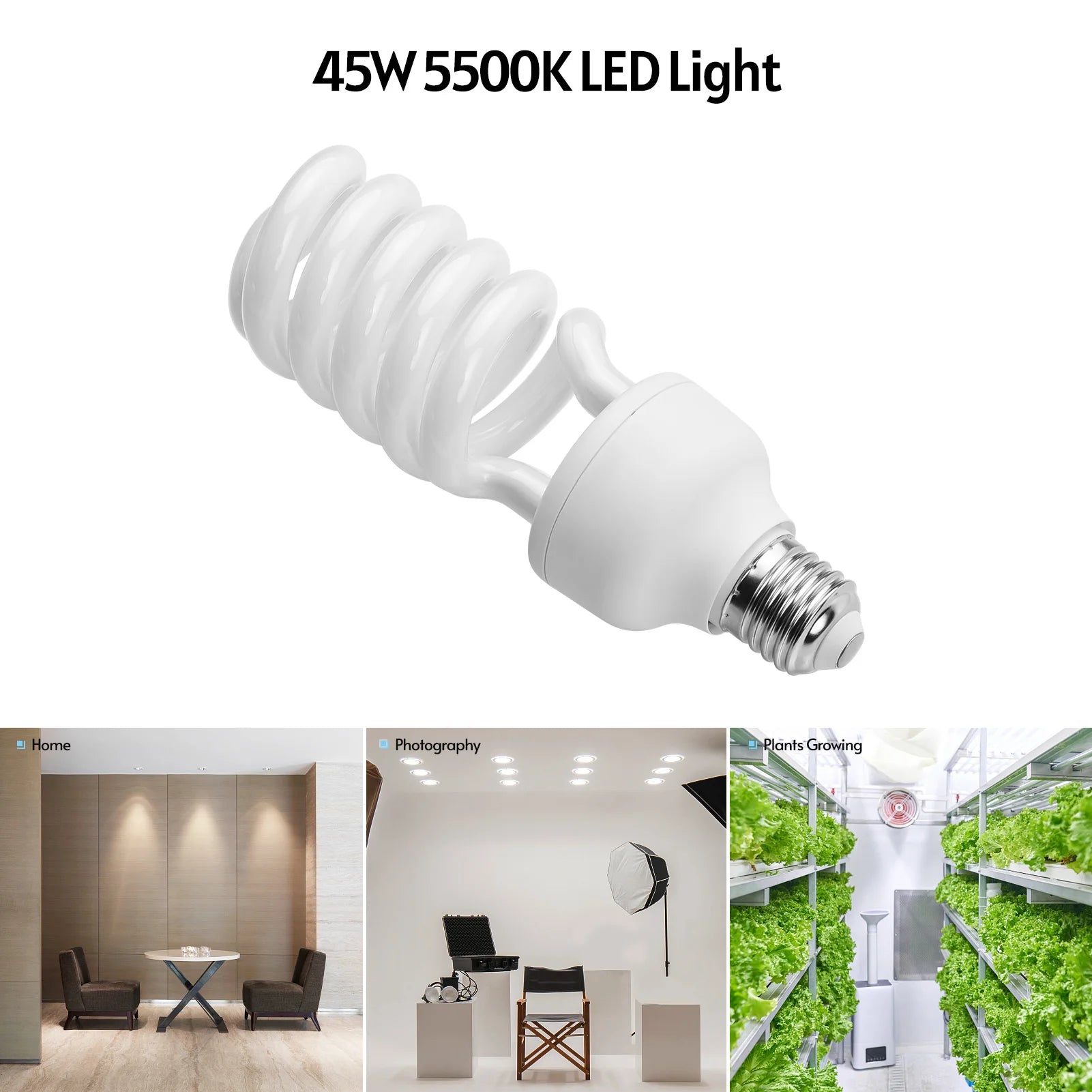 【Oferta】Bombilla Fluorescente Espiral Andoer 45W 5500K Luz Diurna Casquillo E27 Ahorro de Energía para Fotografía de Estudio Iluminación de Video