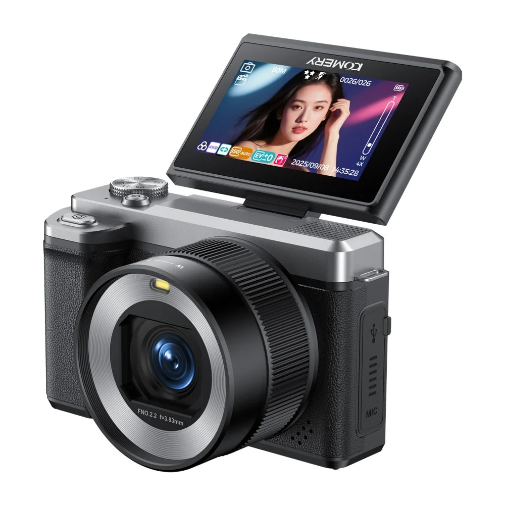 5K 80MP Digital Camera For Photography 18X AF Vlog Camcorder Livestreaming WIFI Webcam Dual Lens Selfie Camera 180° Flip Screen