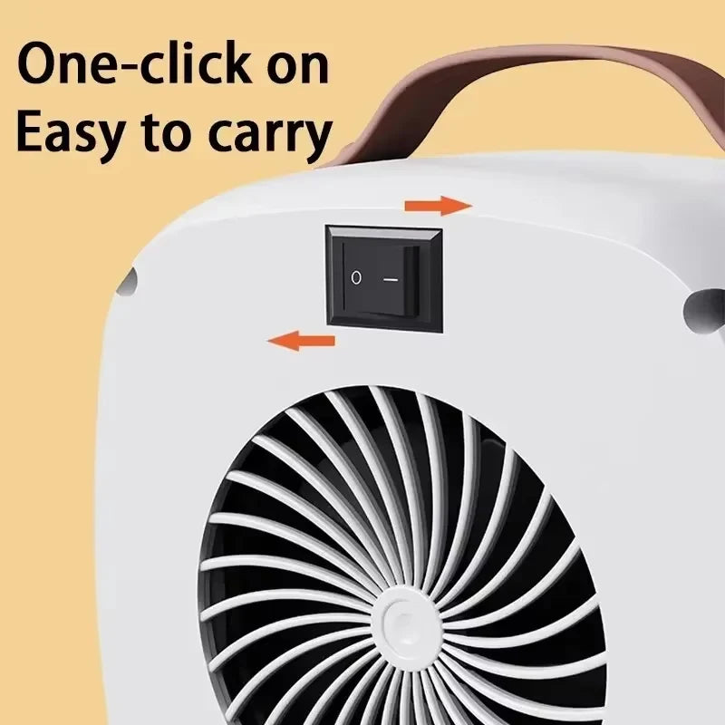 Portable Desktop Fan Heater 500W PTC Household Small Heater Mute Fast Heating with Handle Lightweight Warmer for Bedroom Office
