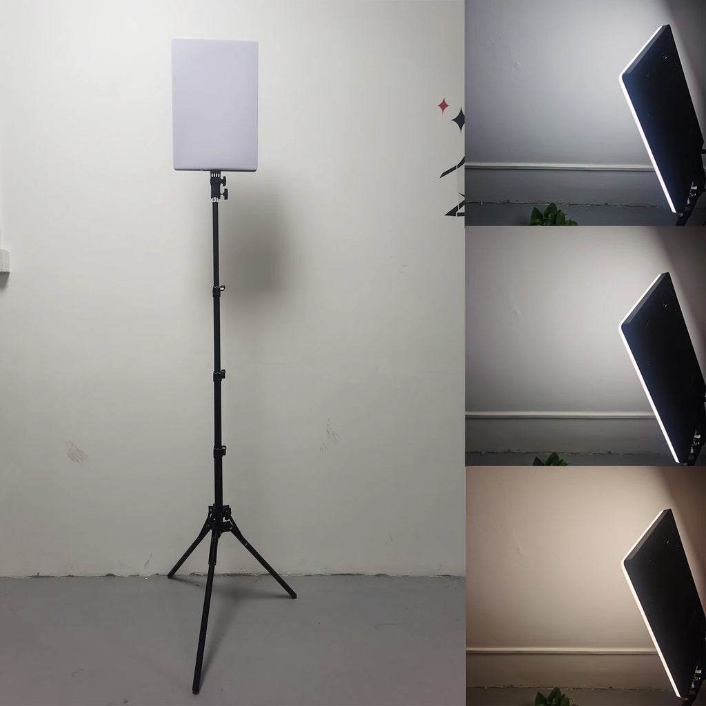 Kit de luces de vídeo LED XRDKJ de 19 pulgadas, iluminación fotográfica regulable de 2700-6500 K con control remoto y soporte de 63 pulgadas
