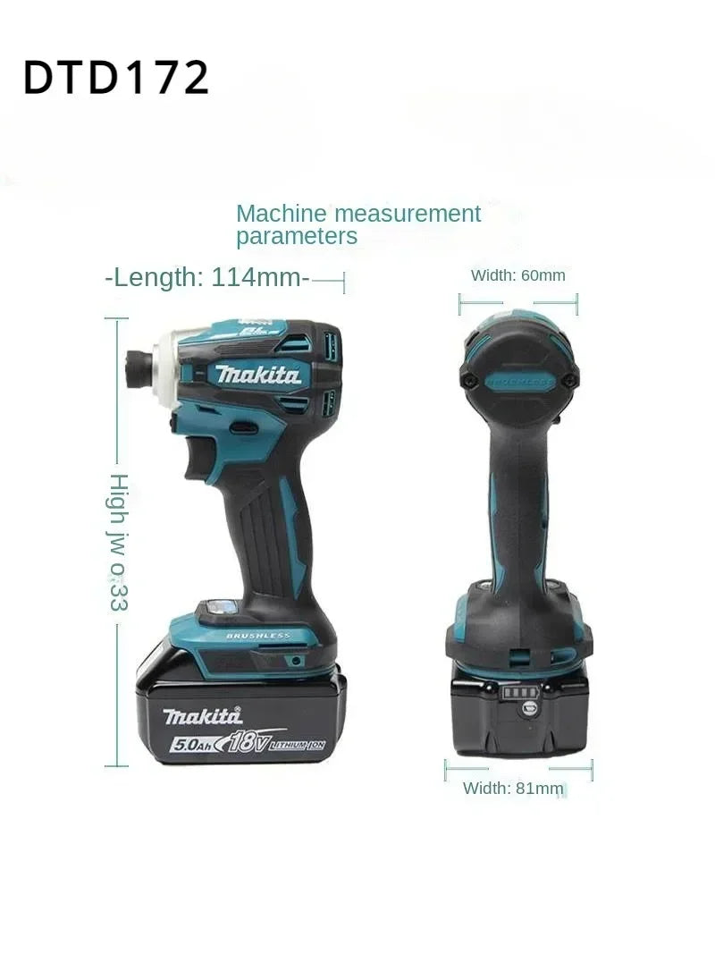 2025 Makita DTD172 Cordless Impact Driver 18V LXT BL Brushless Motor 180 N·M Power Tools Electric Drill for Wood Bolt T-Mode