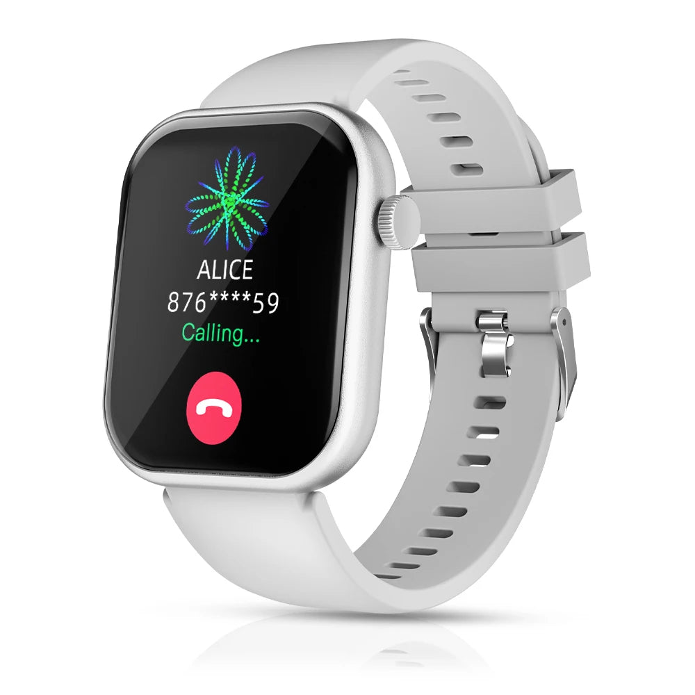 Reloj inteligente impermeable de 2.01 pulgadas con contestador de mensajes, monitoreo del sueño, podómetro deportivo y alertas de información para iPhone Android