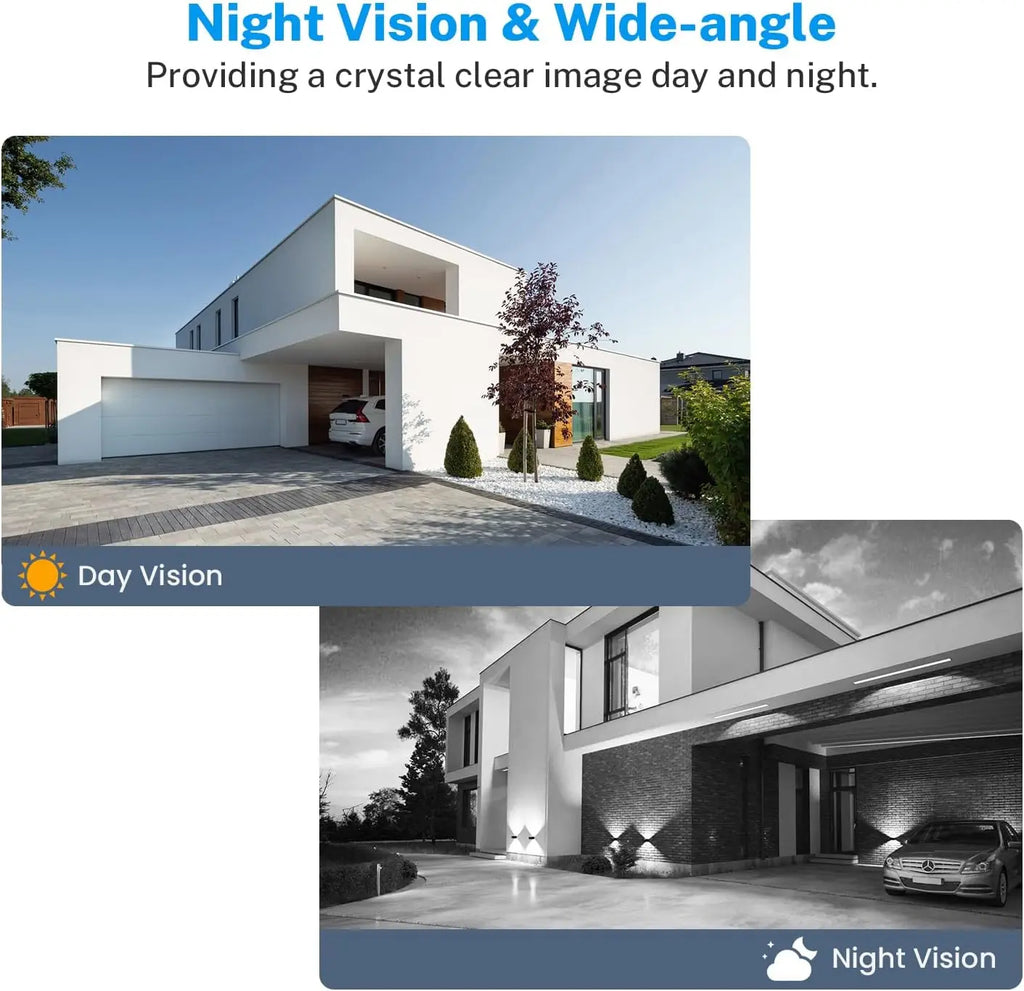 Cámara de video inalámbrica para timbre con detección de IA, visión nocturna, audio bidireccional, alimentada por batería para uso en interiores y exteriores