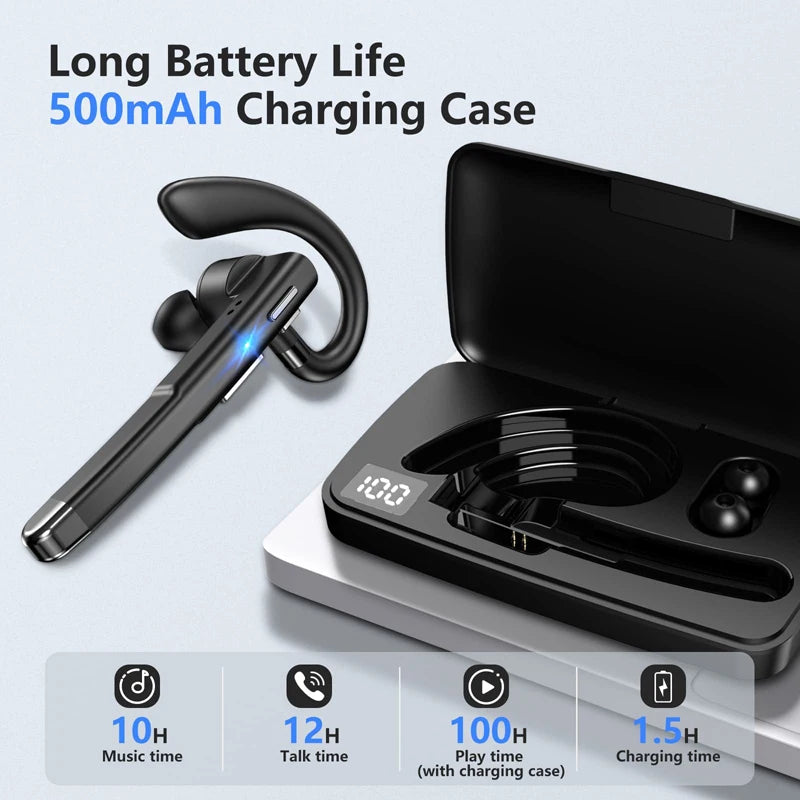 Auriculares inalámbricos con micrófono, audífonos Bluetooth con cancelación de ruido ENC, manos libres para negocios, conducción