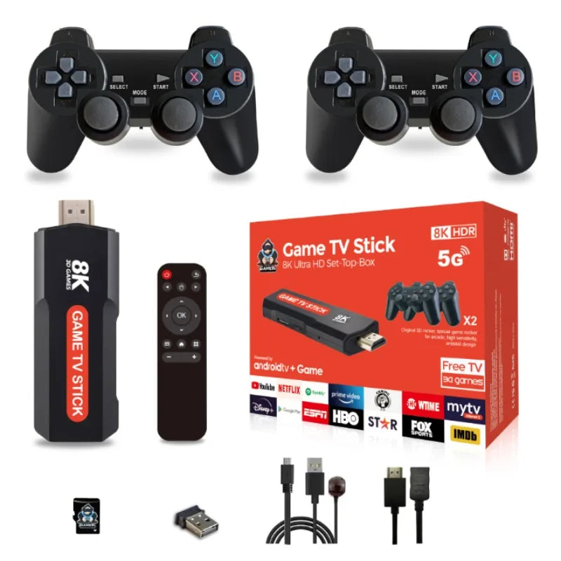 Consola de videojuegos X2 PULS TV Game Stick, controlador inalámbrico doble, TV Game Stick 8K, juego retro clásico, juego retro para PSP/PS1