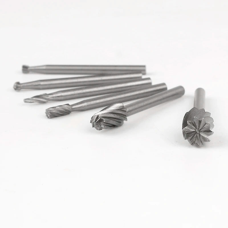 6/10pcs Set HSS Routing Router Drill Bits Set for Dremel Carbide Rotary Burrs Tools Wood Stone Metal Root Carving Milling Cutter