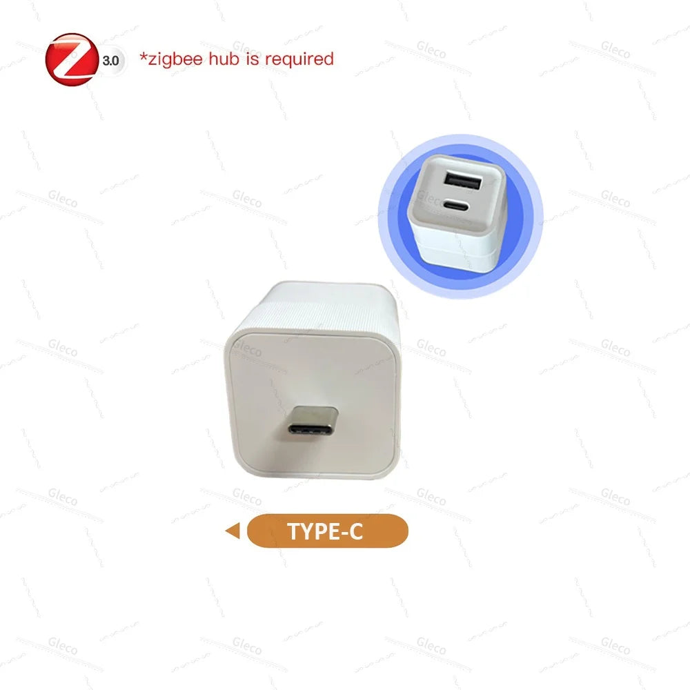 Tuya Zigbee USB Adapter Smart Switch To TYPE C Power Adaptor USB A Splitter Controller Connector For Smart Life Z2M Hub Required