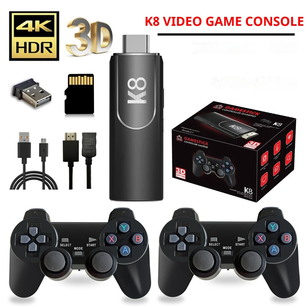 K8 Video Retro Game Console Dual Wireless Controller TV Game Stick 4K HD 20000 Retro Classical Games Retro Game player