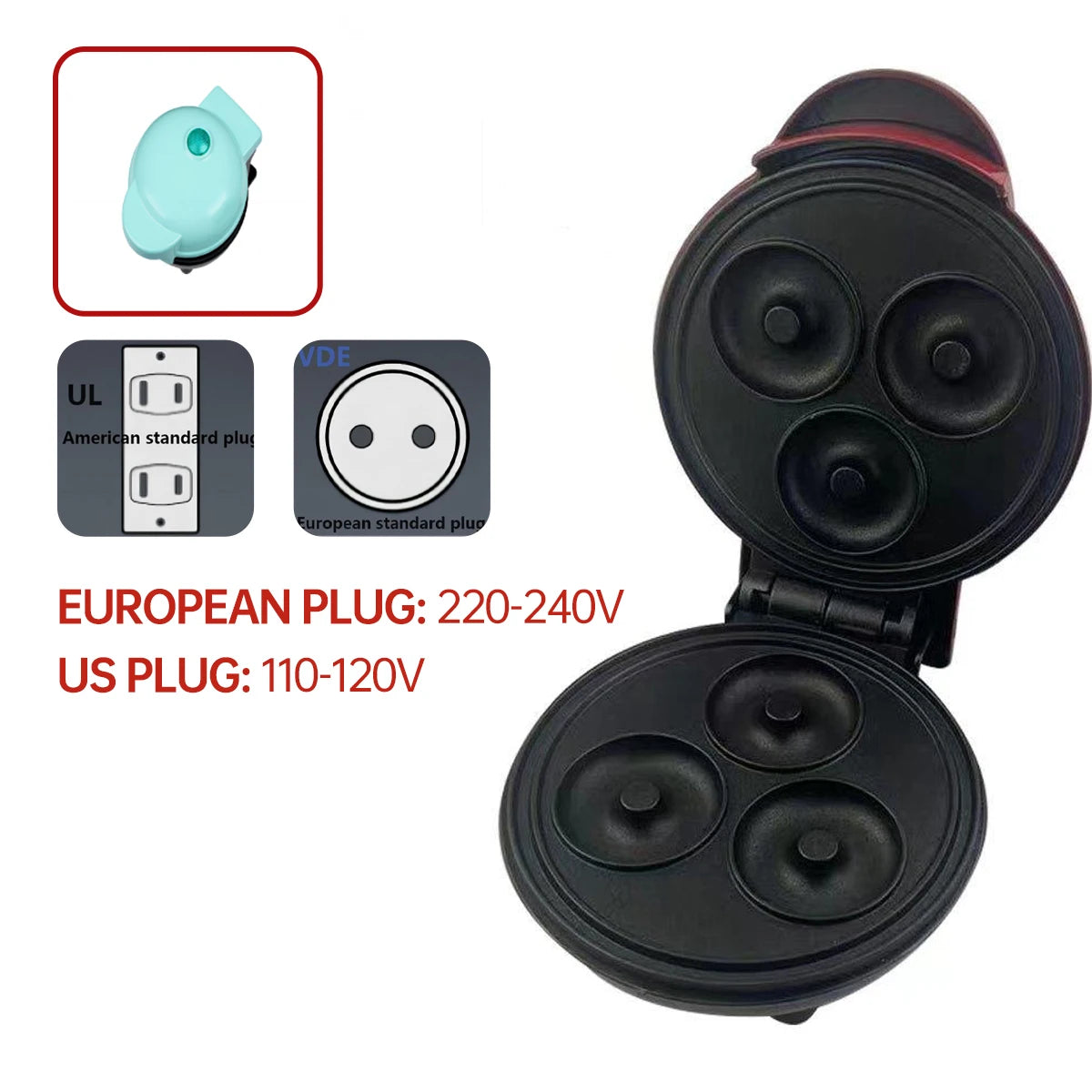 Portable Mini Cake Machine Heating Block Easy to Clean Breakfast Machine Suitable for Kitchen and Home