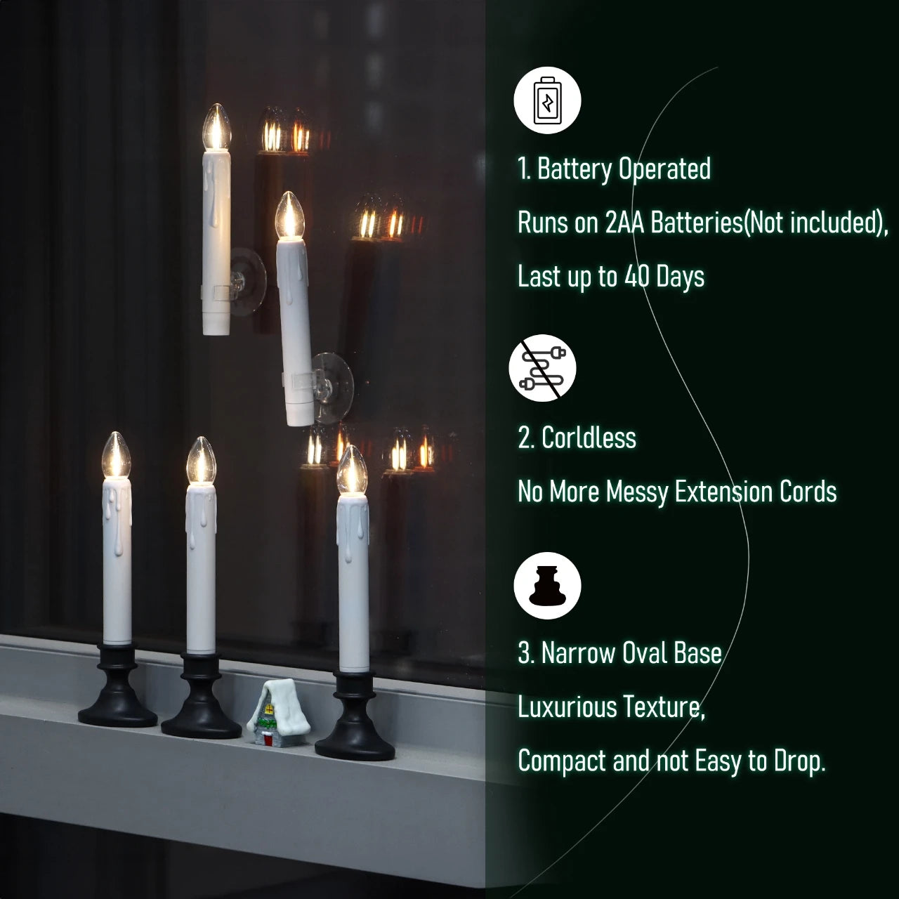 LED Flameless Taper Candles Flickering with Remote Battery Operated With Candlesticks Christmas Home Wedding Room Holiday Decor