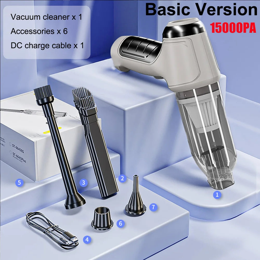 Car Vacuum Cleaner Wireless 95000PA Strong Suction Vacuum Cleaner Portable Handheld Vacuum Cleaner Blower 2in1 for Car Home