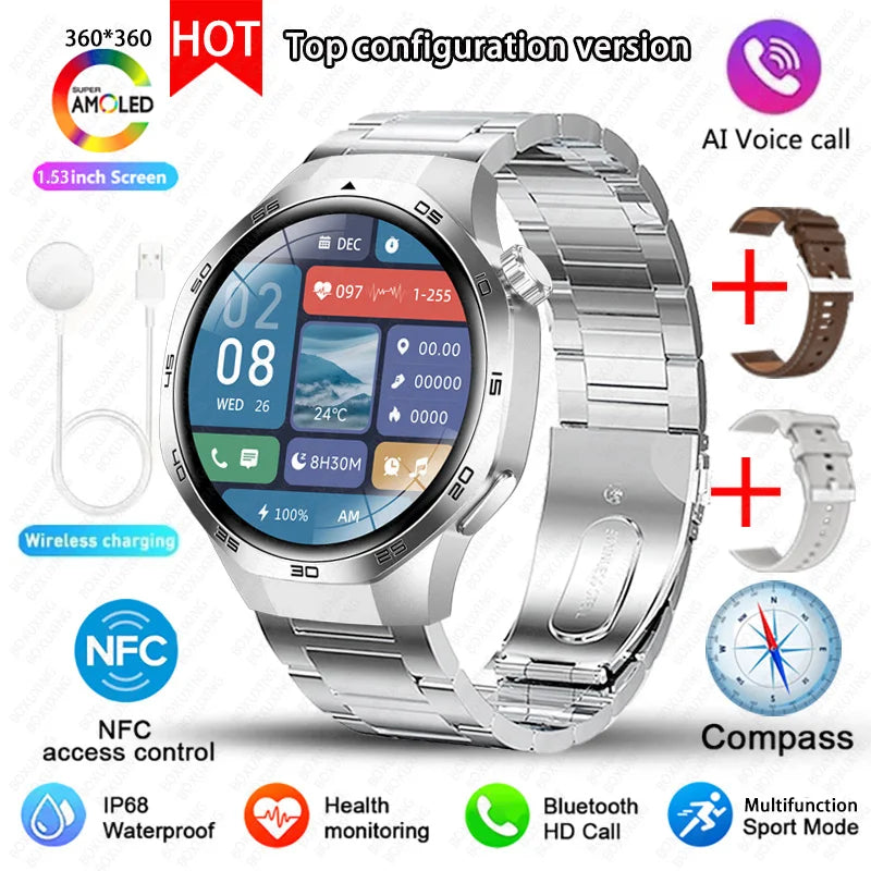 2026 New BOXUXING Watch 5 MAX Smart Watch HD AMOLED Screen NFC GPS Tracker Bluetooth Call Health Waterproof Smartwatch Men Women