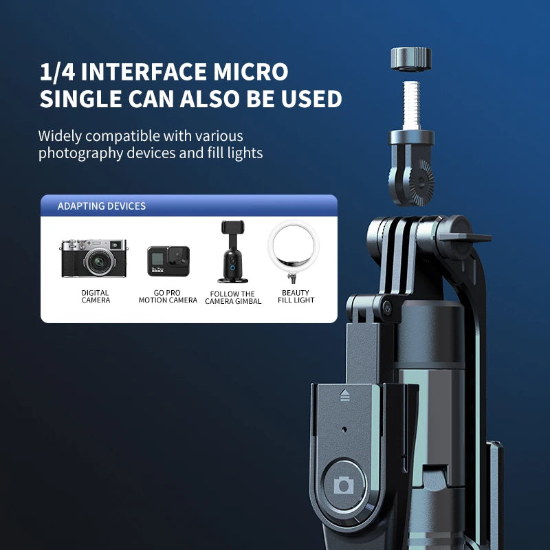 Roreta 2.15M 360 ° rotation Selfie Stick with Wireless Bluetooth LED Fill Light Extended Tripod with Remote Shutter for Android