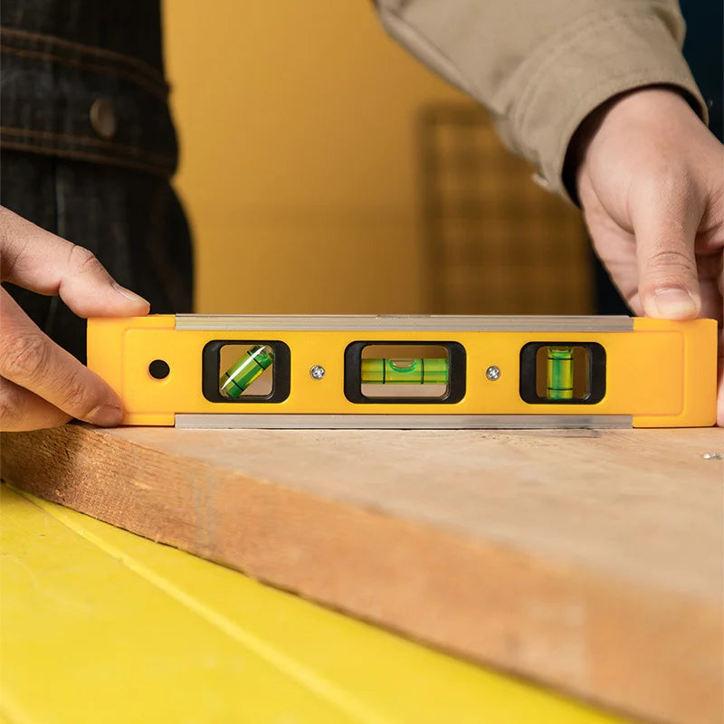Deli 9 inch 3 Spirit Level Bubble Mini Pocket Portable Spirit Level Tool Vertical Horizontal Gradienter Measuring Furniture