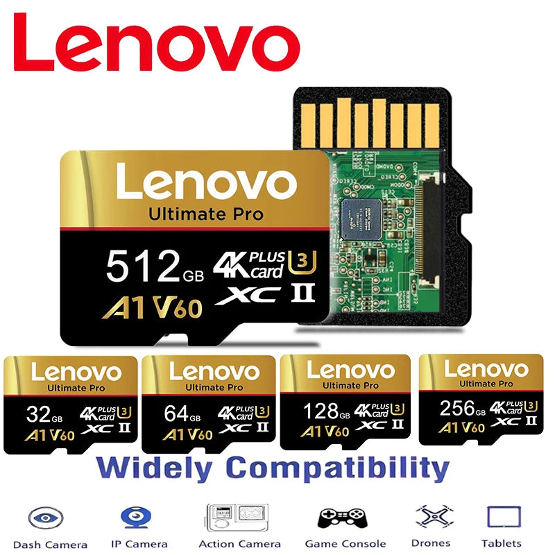 Lenovo Secure 512GB Memory Card Micro TF SD TF Cards SD Cards 256GB 64GB Waterproof 32GB Class 10 for Camera/Tablet/Phone