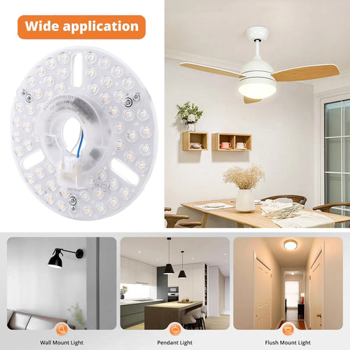 Luz de techo LED de repuesto para ventilador de techo de 5.3 pulgadas, 24W 3CCT regulable, panel de luz LED magnético para ventilador, luz de retroadaptación con memoria