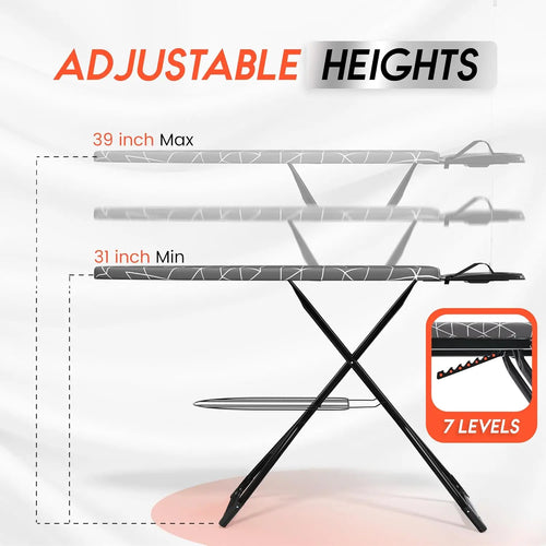 360° Rotating Dual-Sided Torso-Shaped Ironing Board with Adjustable Height, Detachable Holder & Garment Clips
