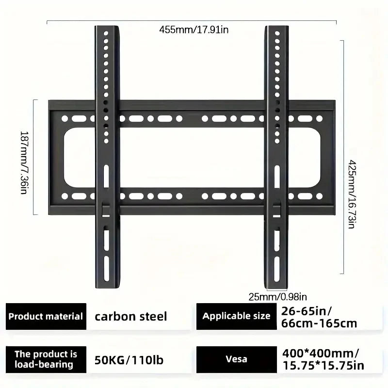 Universal TV Wall Mount Bracket for Most 26-65 Inch LED Plasma TV Mount up to VESA 400x400mm and 110 LBS Loading Capacity