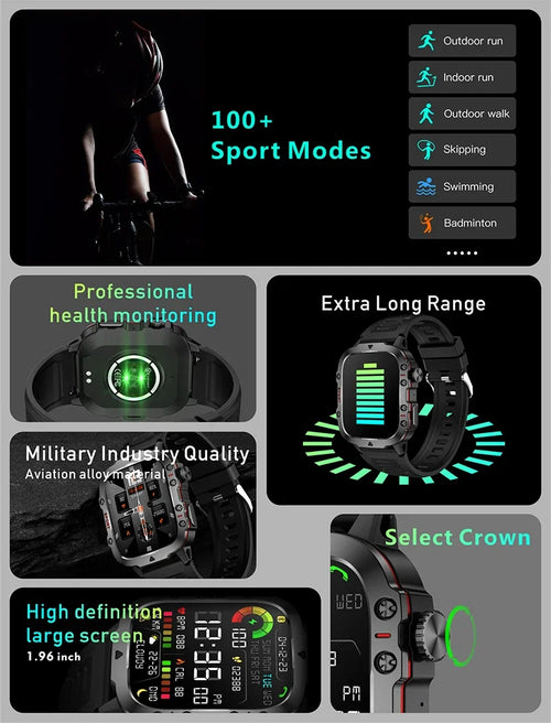 2026 New GPS Outdoor Sports Smart Watch Men Compass barometer Bluetooth call Health Monitoring Smartwatch For IOS Android Gift