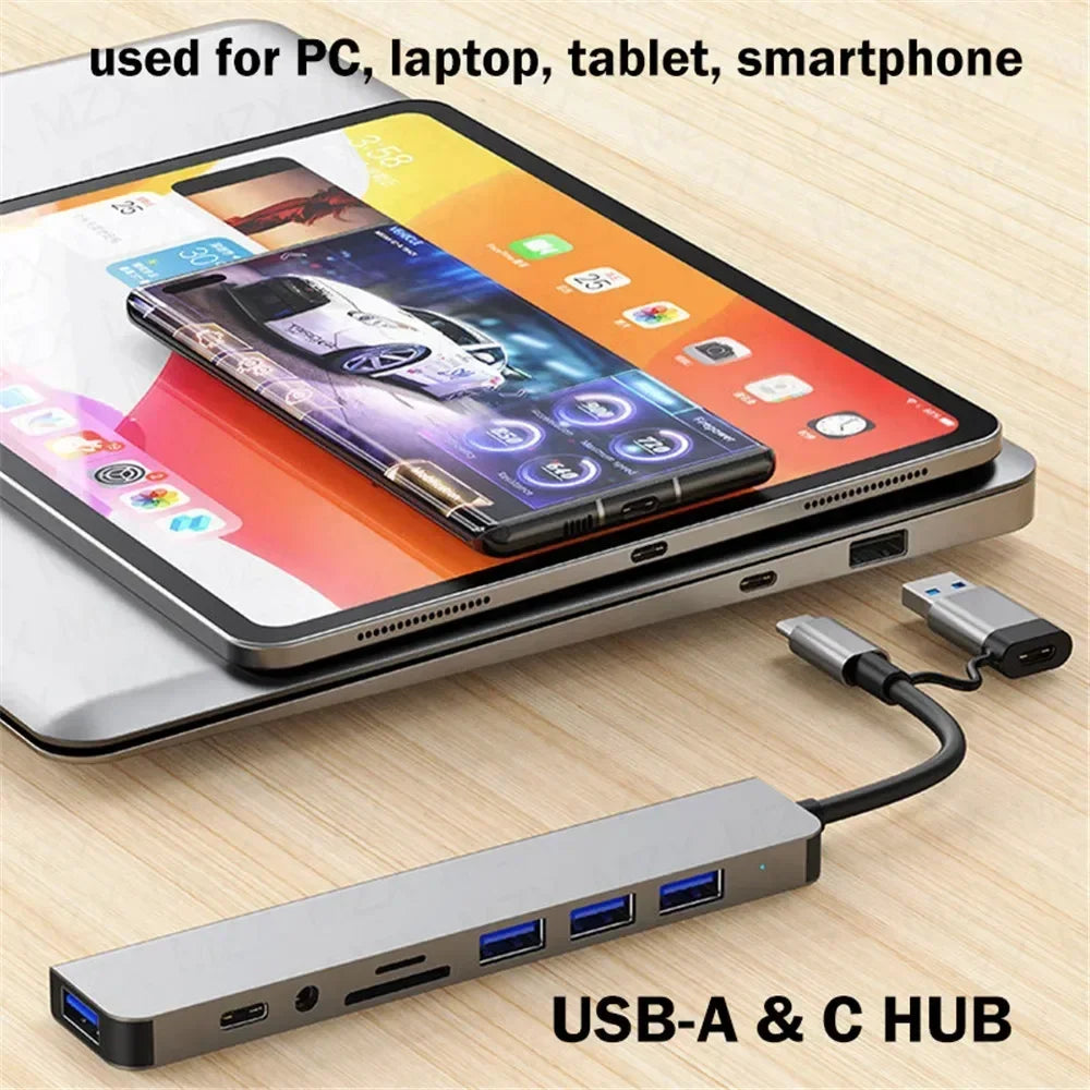 HUB USB 3.0 de 5Gbps, HUB USB C, Estación de Acoplamiento USB C, Transmisión de Alta Velocidad, Adaptador OTG Splitter, HUB TIPO C para Laptop Macbook
