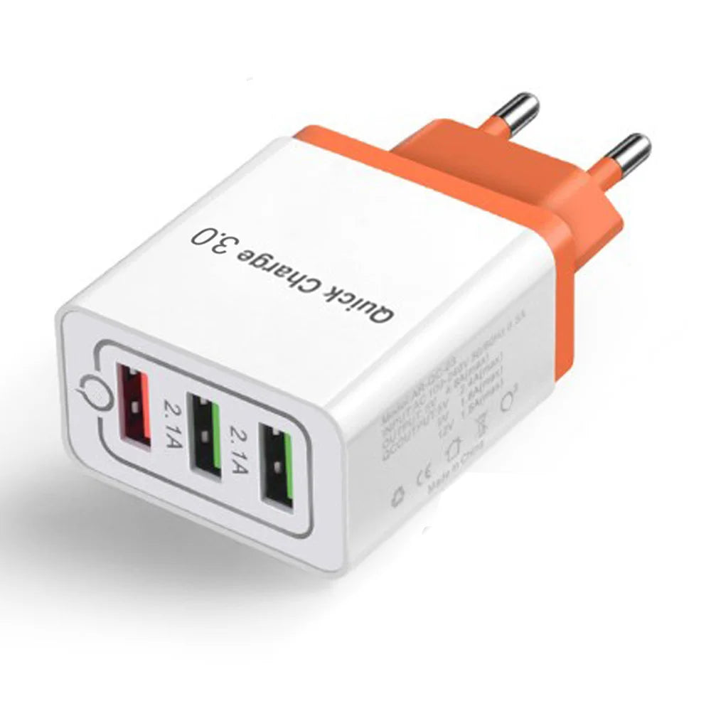 4 USB 45W USB Charger Fast Charge QC 3.0 Wall Charging For iPhone 15 14 Samsung Xiaomi Mobile 4 Ports EU US Plug Adapter Travel