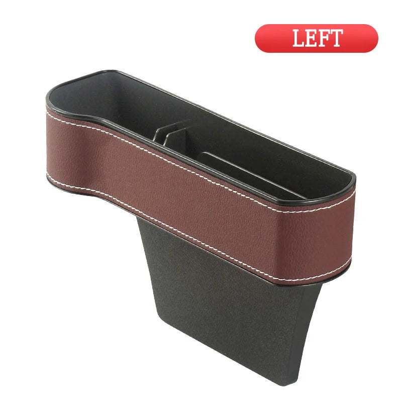1 unidad de caja de almacenamiento de piel para el espacio del asiento del coche, organizador de llaves de teléfono, relleno de hendiduras del asiento del coche, organizador multifuncional para coche