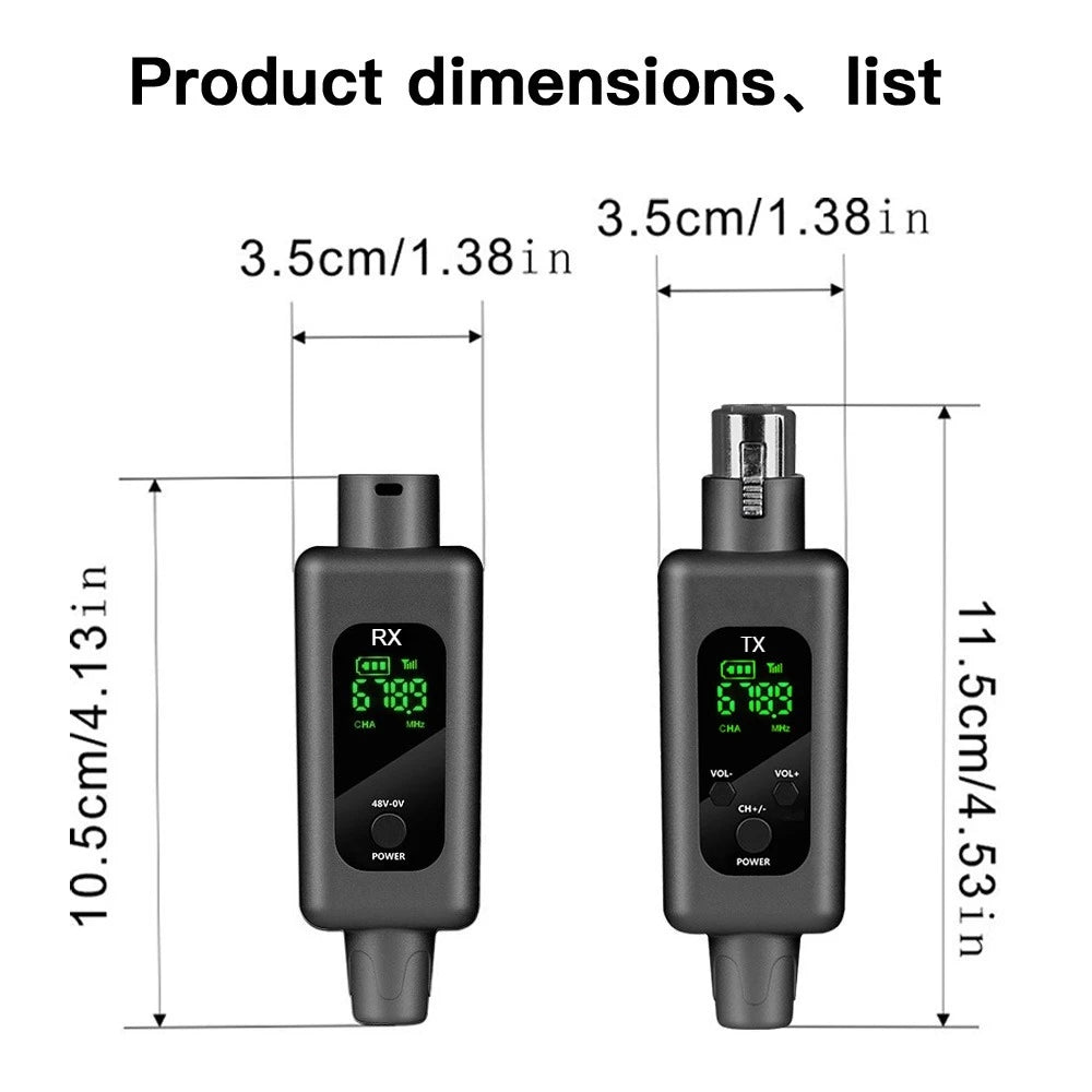 Sistema adaptador XLR para micrófono inalámbrico, transmisor y receptor G-MARK WX70 para micrófono con cable, guitarra y mezclador de audio