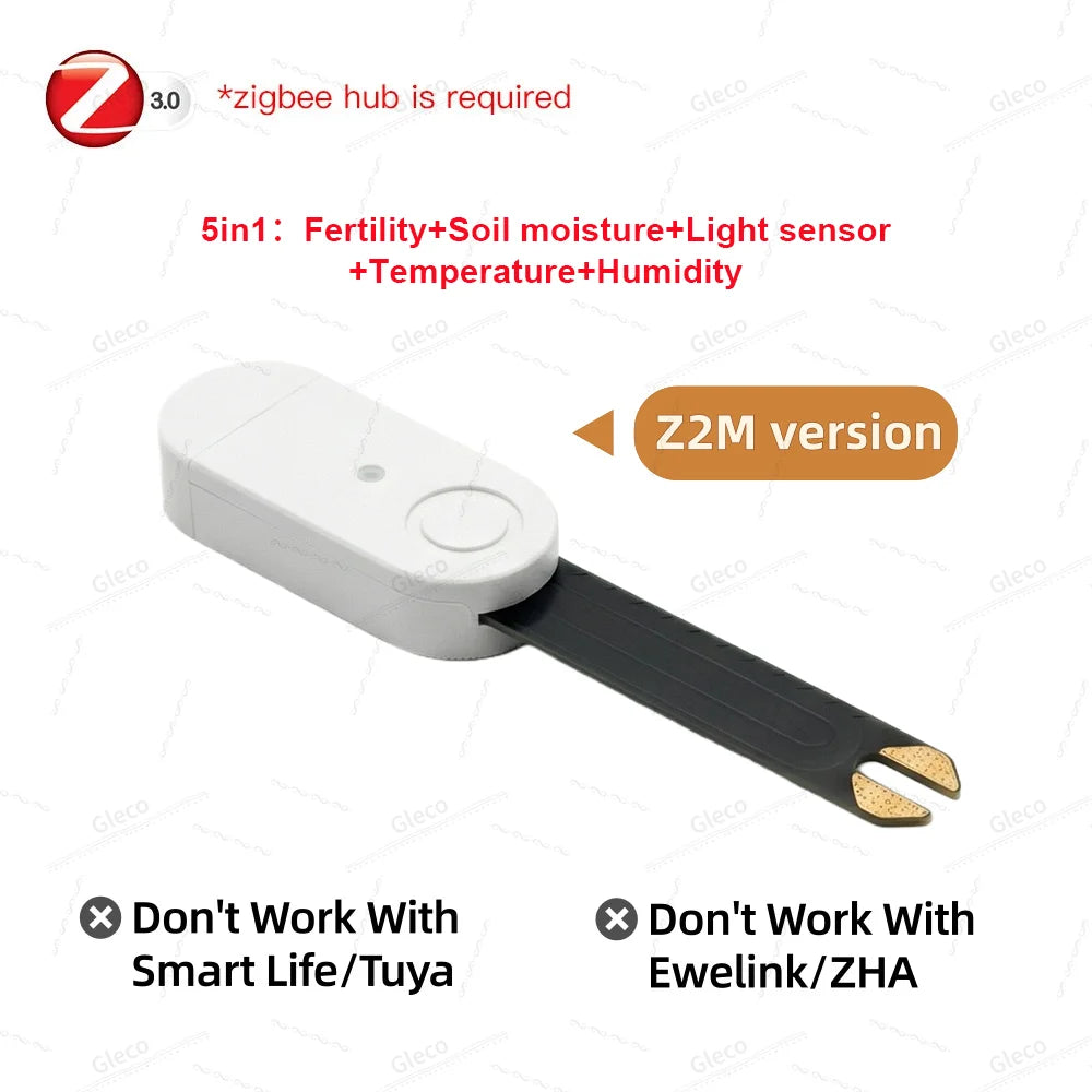 Zigbee Soil Moisture Tester Meter Tuya Smart Life Hygrometer Temperature Soil Fertility Sensor For Z2M Automation Irrigation