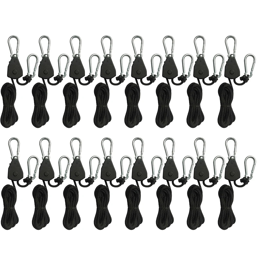 1/2/4/6/8/10/12/14/16pcs Hanger Pulley Ratchets Kayak Rope 1.6M Rope Pulley Ratchet Locking Hanger Sky Curtain Tent for Camping