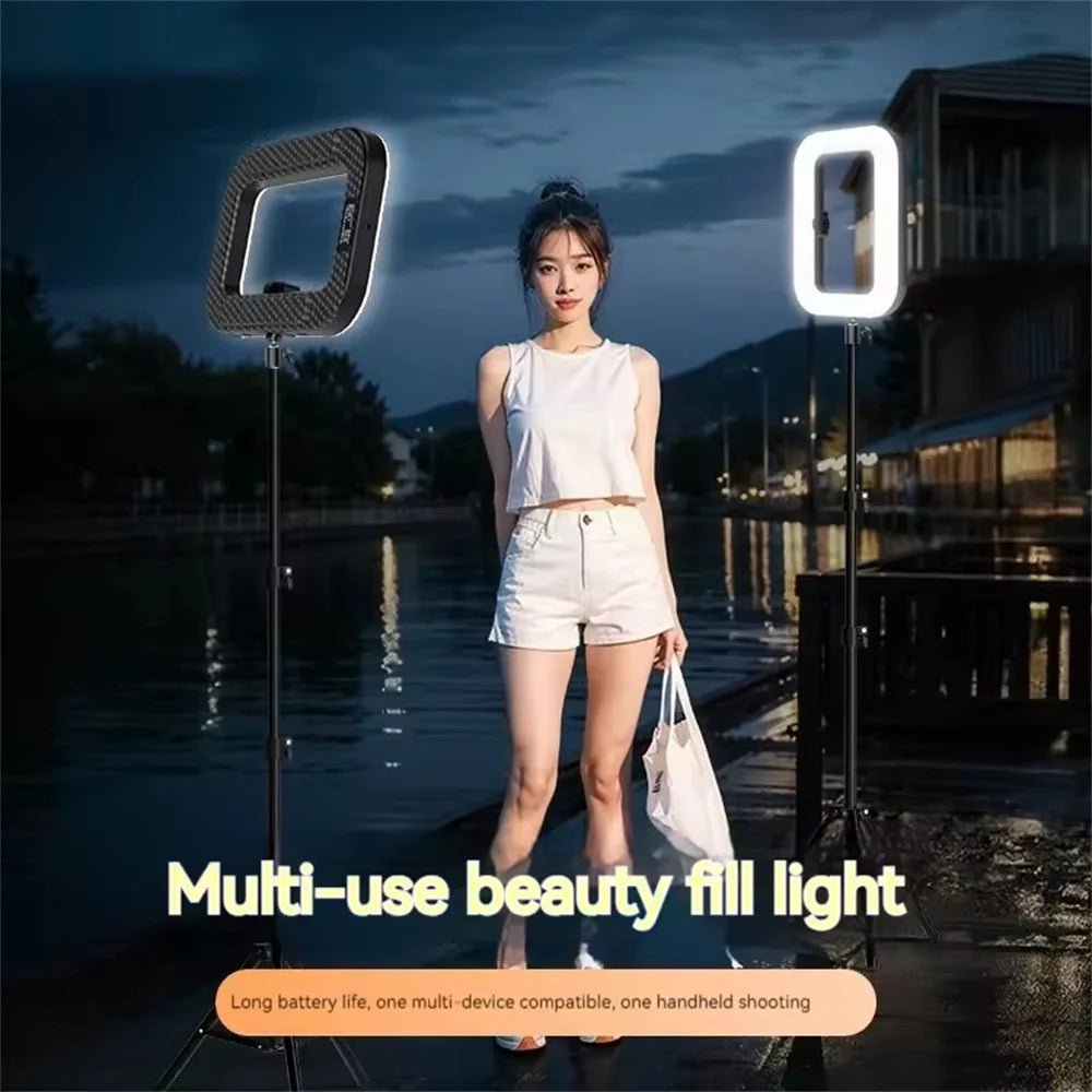 2025 New Handheld Ring LED Rechargeable Fill light Portable Mobile Phone Live Broadcast selfie Photography with phone clip