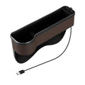 New Car Crevice Storage Box with 2 USB Charger Colorful LED Seat Gap Slit Pocket Seat Organizer Card Phone Bottle Cups Holder